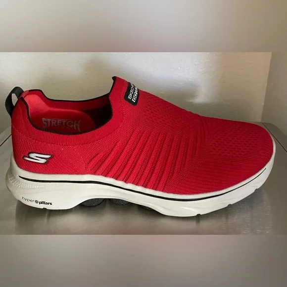 NWT-SKECHERS..MENS RED GO WALK HYPER PILLAR SNEAKERS - Picture 8 of 16